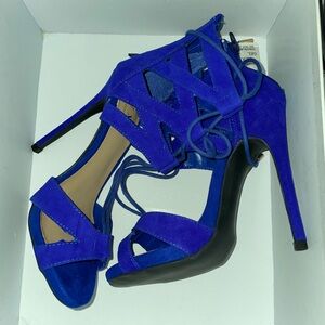 Blue high heel sandals